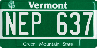 VT license plate NEP637