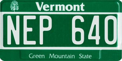 VT license plate NEP640