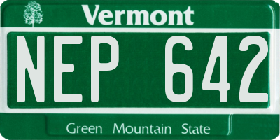 VT license plate NEP642
