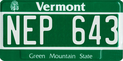 VT license plate NEP643