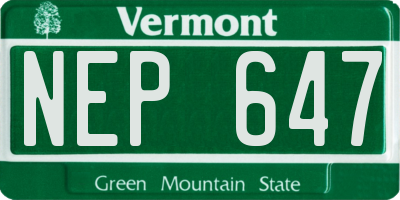 VT license plate NEP647