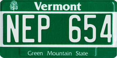 VT license plate NEP654
