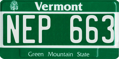 VT license plate NEP663
