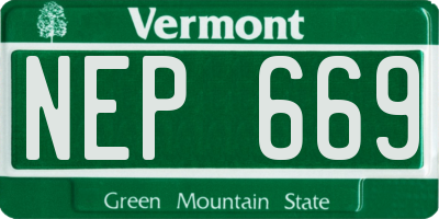 VT license plate NEP669