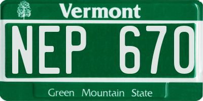VT license plate NEP670