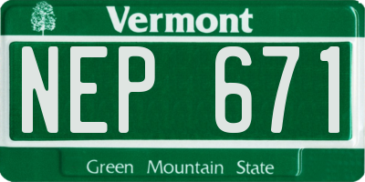 VT license plate NEP671