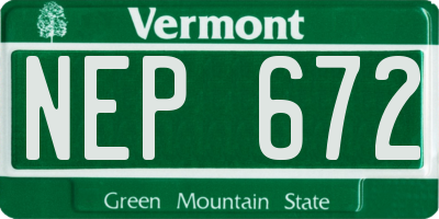 VT license plate NEP672