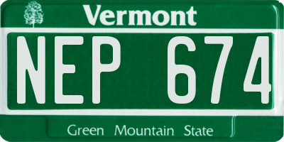VT license plate NEP674