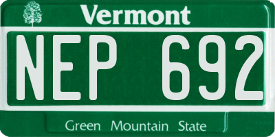 VT license plate NEP692