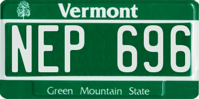 VT license plate NEP696