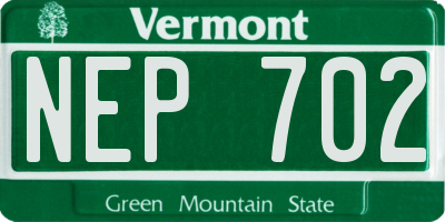 VT license plate NEP702