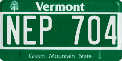 VT license plate NEP704