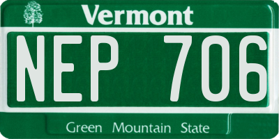 VT license plate NEP706