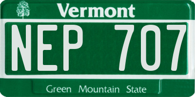 VT license plate NEP707