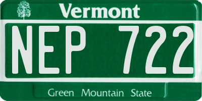 VT license plate NEP722