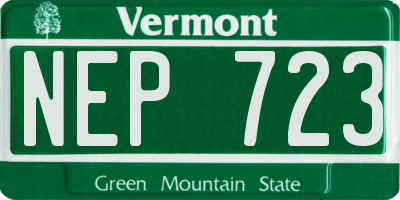 VT license plate NEP723