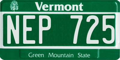 VT license plate NEP725