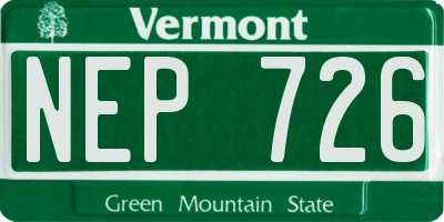 VT license plate NEP726