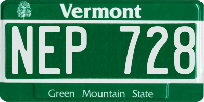 VT license plate NEP728