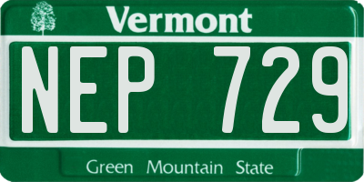 VT license plate NEP729