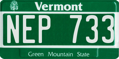 VT license plate NEP733