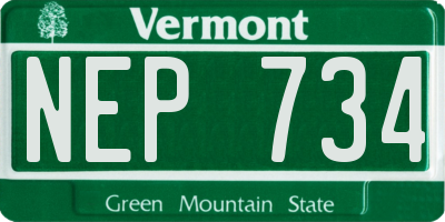 VT license plate NEP734