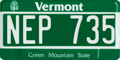 VT license plate NEP735