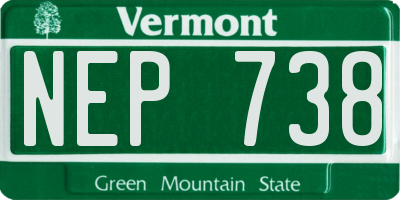 VT license plate NEP738