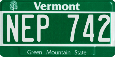 VT license plate NEP742
