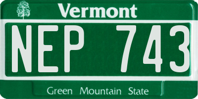 VT license plate NEP743