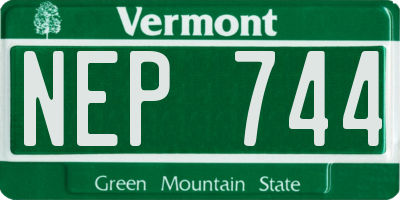 VT license plate NEP744