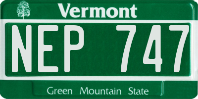 VT license plate NEP747