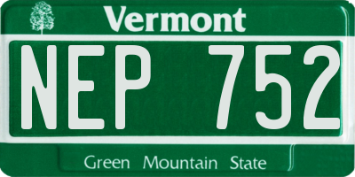 VT license plate NEP752
