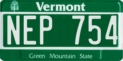 VT license plate NEP754