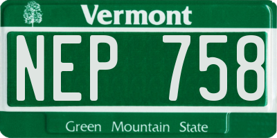 VT license plate NEP758