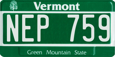 VT license plate NEP759