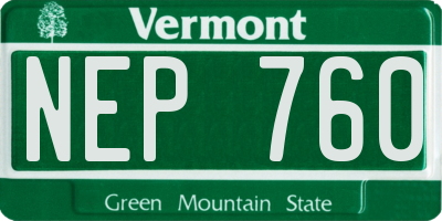 VT license plate NEP760