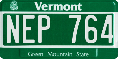VT license plate NEP764