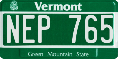 VT license plate NEP765