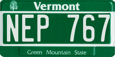VT license plate NEP767