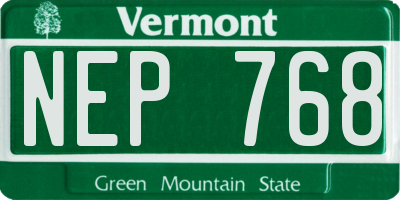 VT license plate NEP768