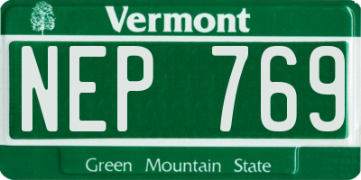 VT license plate NEP769