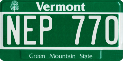 VT license plate NEP770