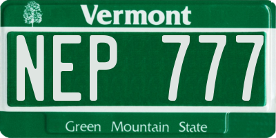 VT license plate NEP777