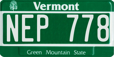 VT license plate NEP778