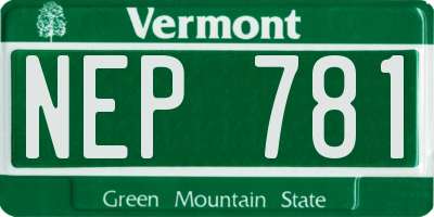 VT license plate NEP781