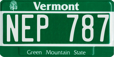 VT license plate NEP787