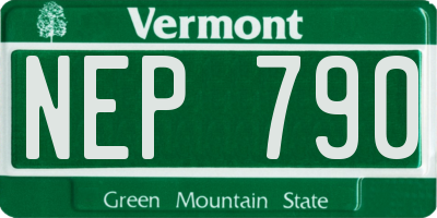 VT license plate NEP790