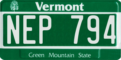 VT license plate NEP794