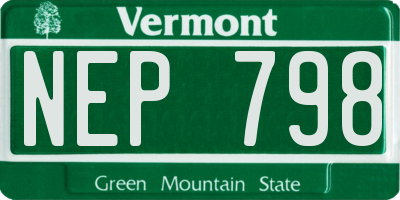 VT license plate NEP798
